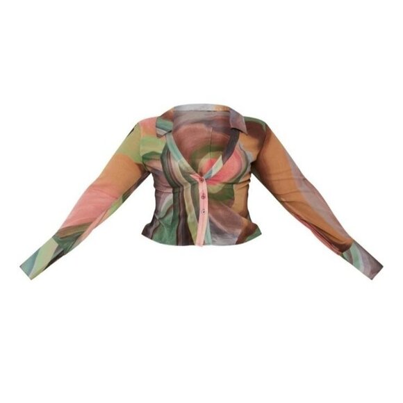 NWT PRETTYLITTLETHING PLUS CHIFFON FITTED SHIRT Size XL (US16) - Picture 4 of 8